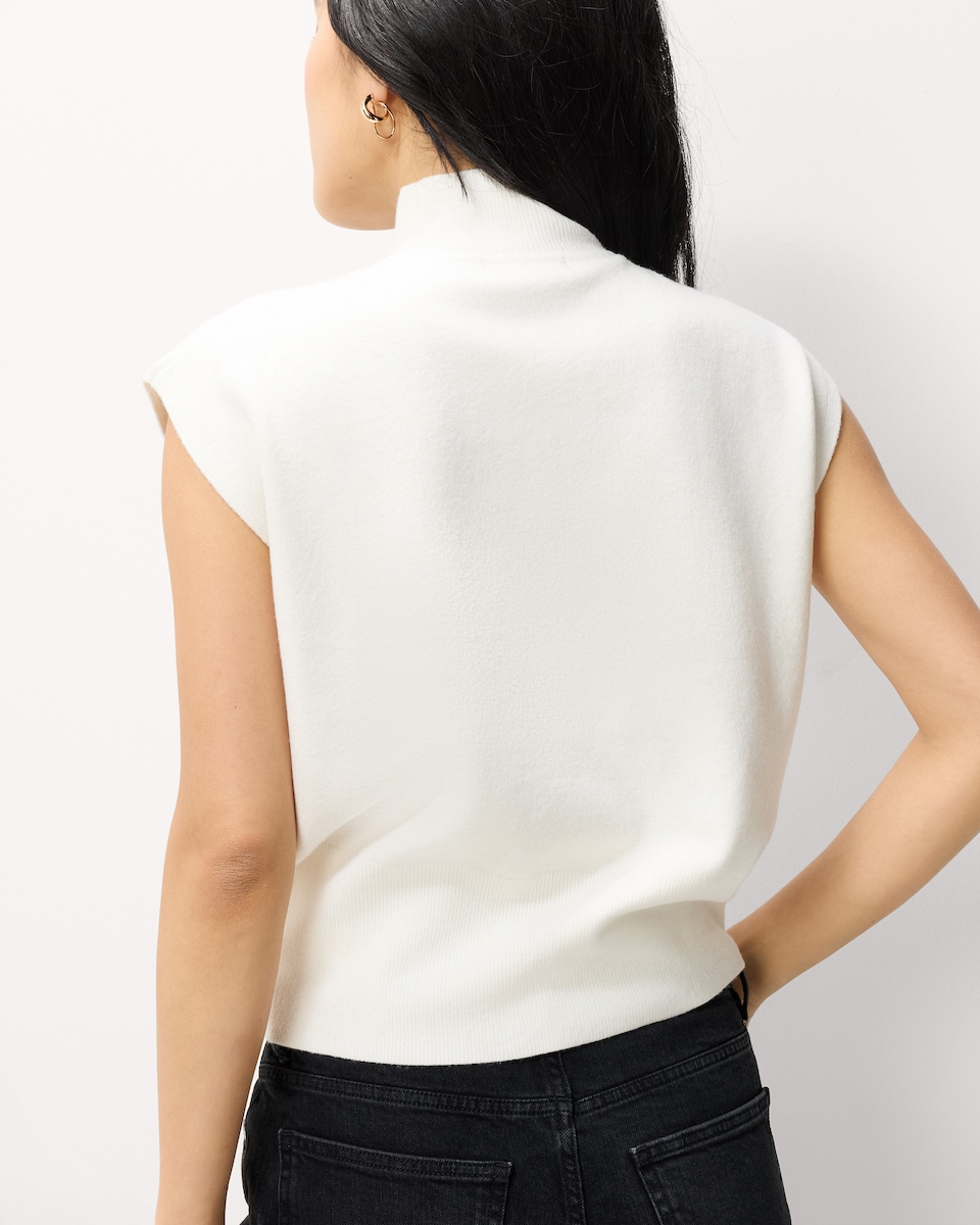 image 1 of The F&F Edit Knitted High Neck Sleeveless Jumper in Neutral