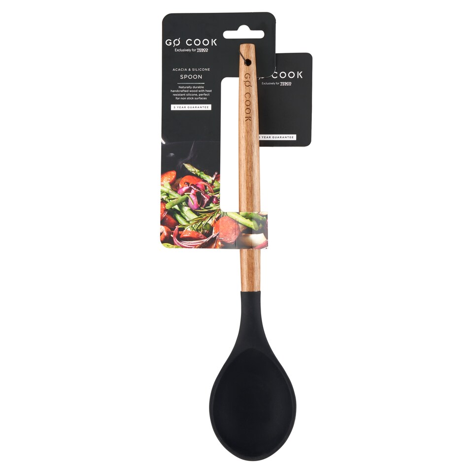 Go Cook Akáciová silikonová pevná lžíce černá