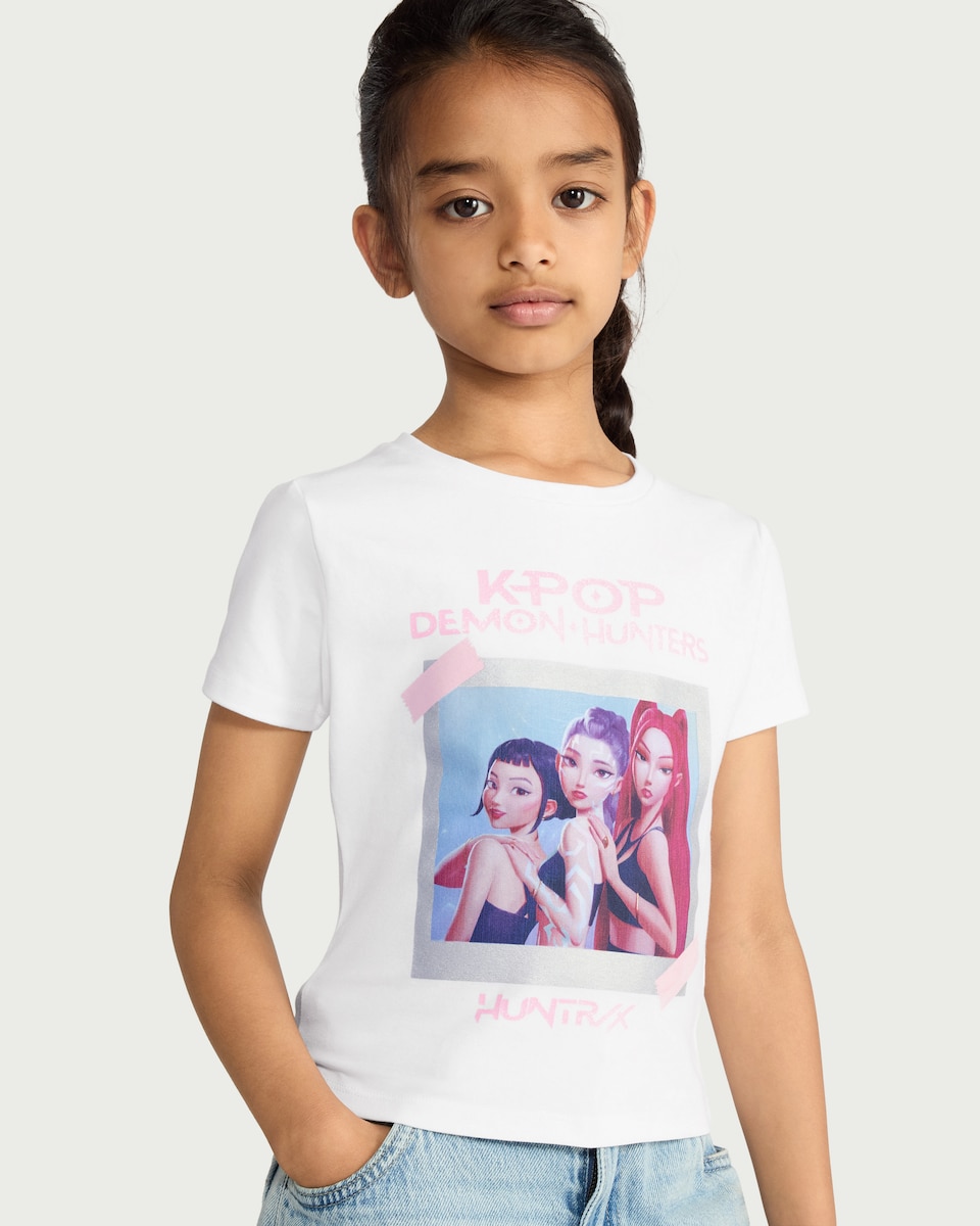 image 1 of K-Pop Demon Hunters Cotton Rich Huntrix T-Shirt in White
