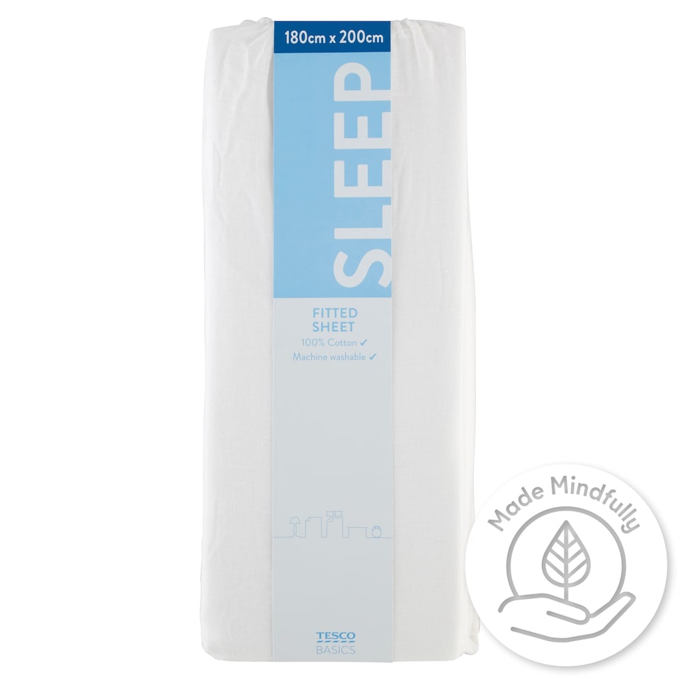 Tesco Basics Sleep Fitted Sheet 180 cm x 200 cm