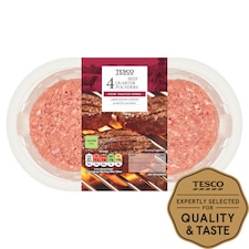 Tesco Beef Quarter Pounders 4 Pack 454g
