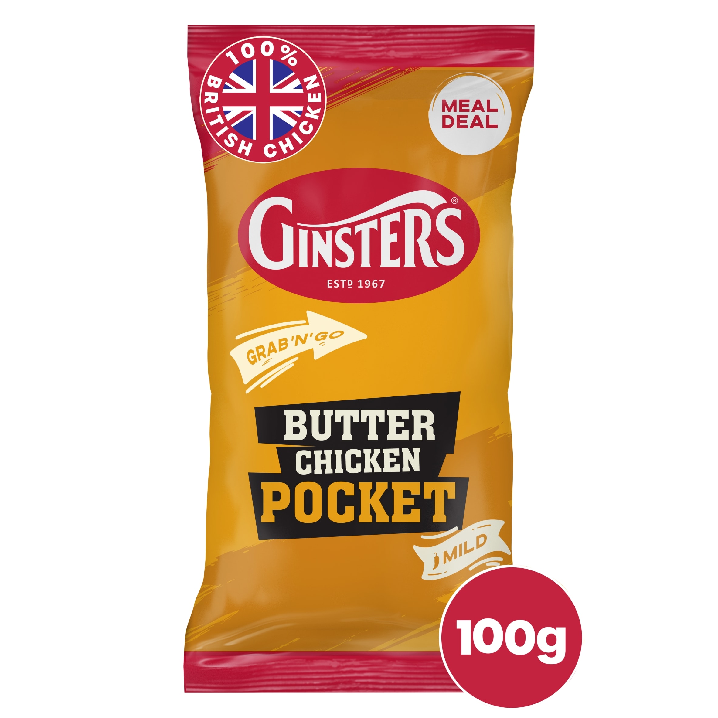 GINSTERS BUTTER CHICKEN POCKET 100G