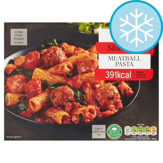 Tesco Slim Cook Meatball Pasta 500G Tesco Groceries
