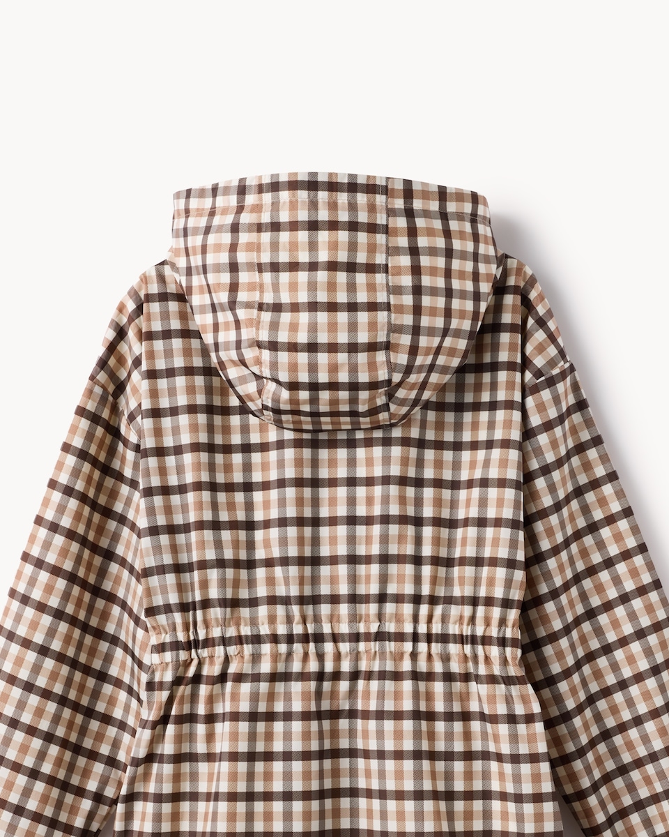 image 1 of F&F Girls Checked Hooded Raincoat in Brown