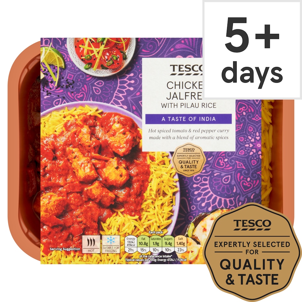 Tesco Chicken Jalfrezi & Pilau Rice 400G