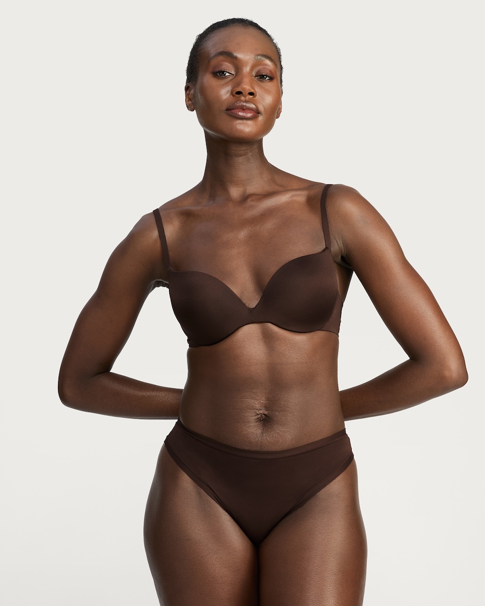 image 1 of F&F Underwired Contour Push Up Bra in Dark Nude