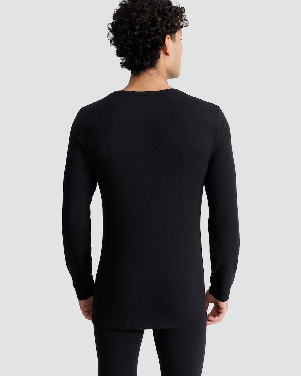 image 1 of F&F Long Sleeved Thermal Top with Cotton in Black