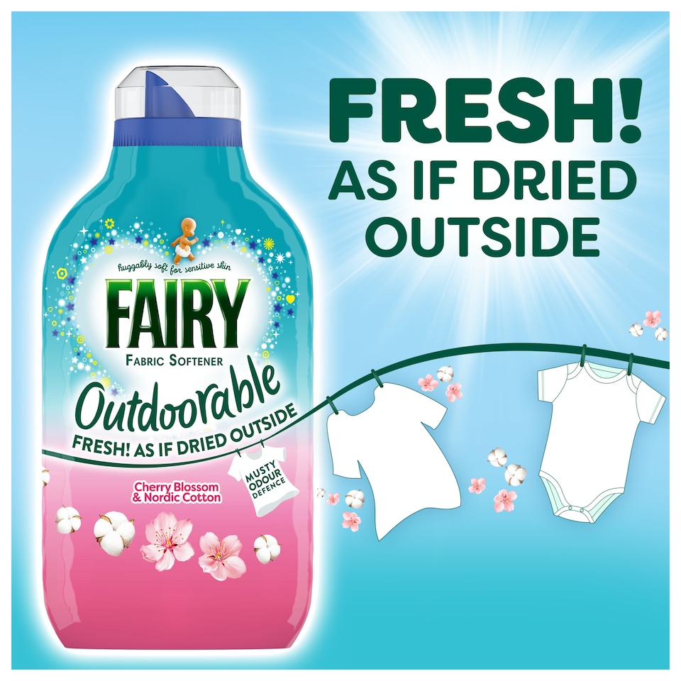 image 1 of Fairy Outdoorable Fabric Conditioner Cherry Blossom & Nordic Cotton 105 Washes 1.47L