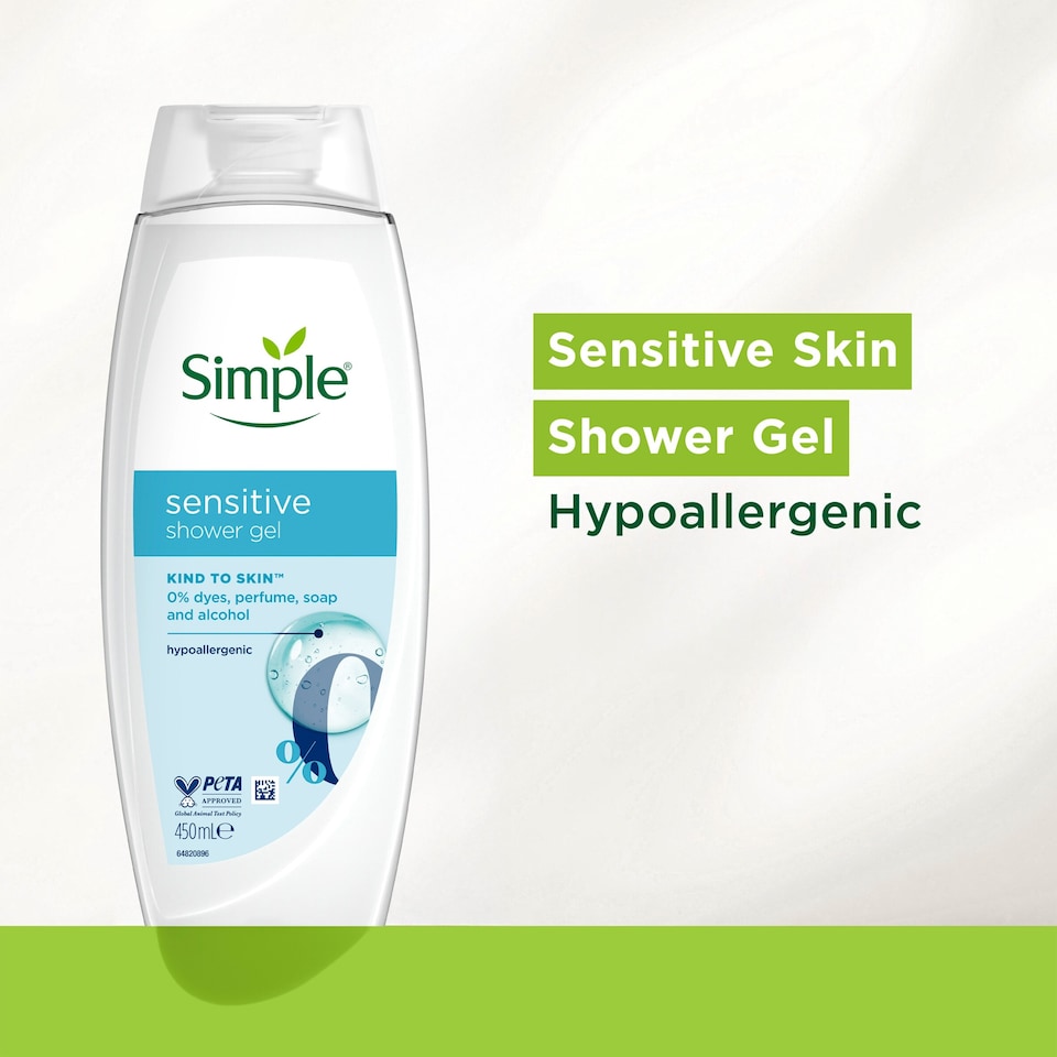 image 1 of Simple Kind to Skin Sensitive Shower Gel Body Wash 450ml