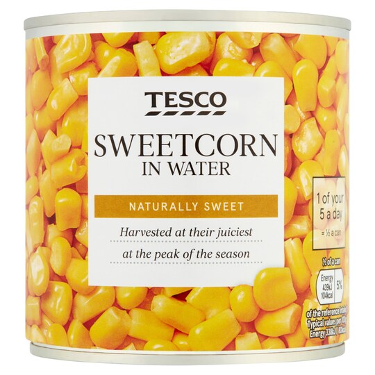 Tesco Natural Sweet Sweetcorn In Water 325G Tesco Groceries