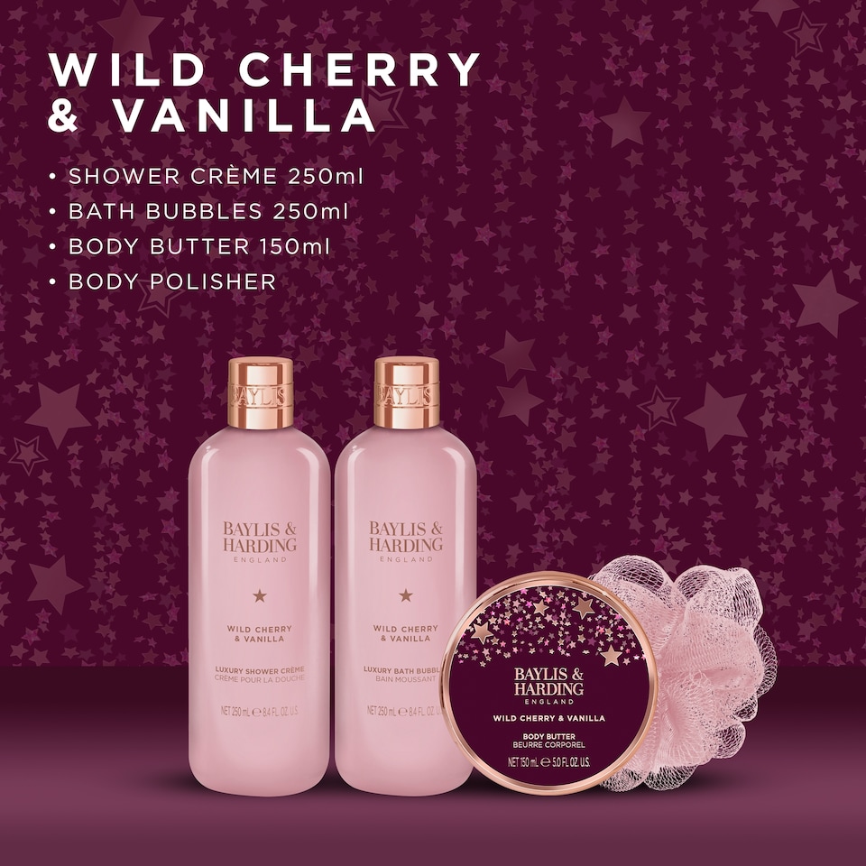 image 1 of Baylis & Harding Wild Cherry & Vanilla Luxury Wash Bag Limited Edition Gift Set