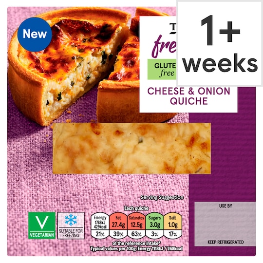 Tesco Free From Cheese & Onion Quiche 160G Tesco Groceries