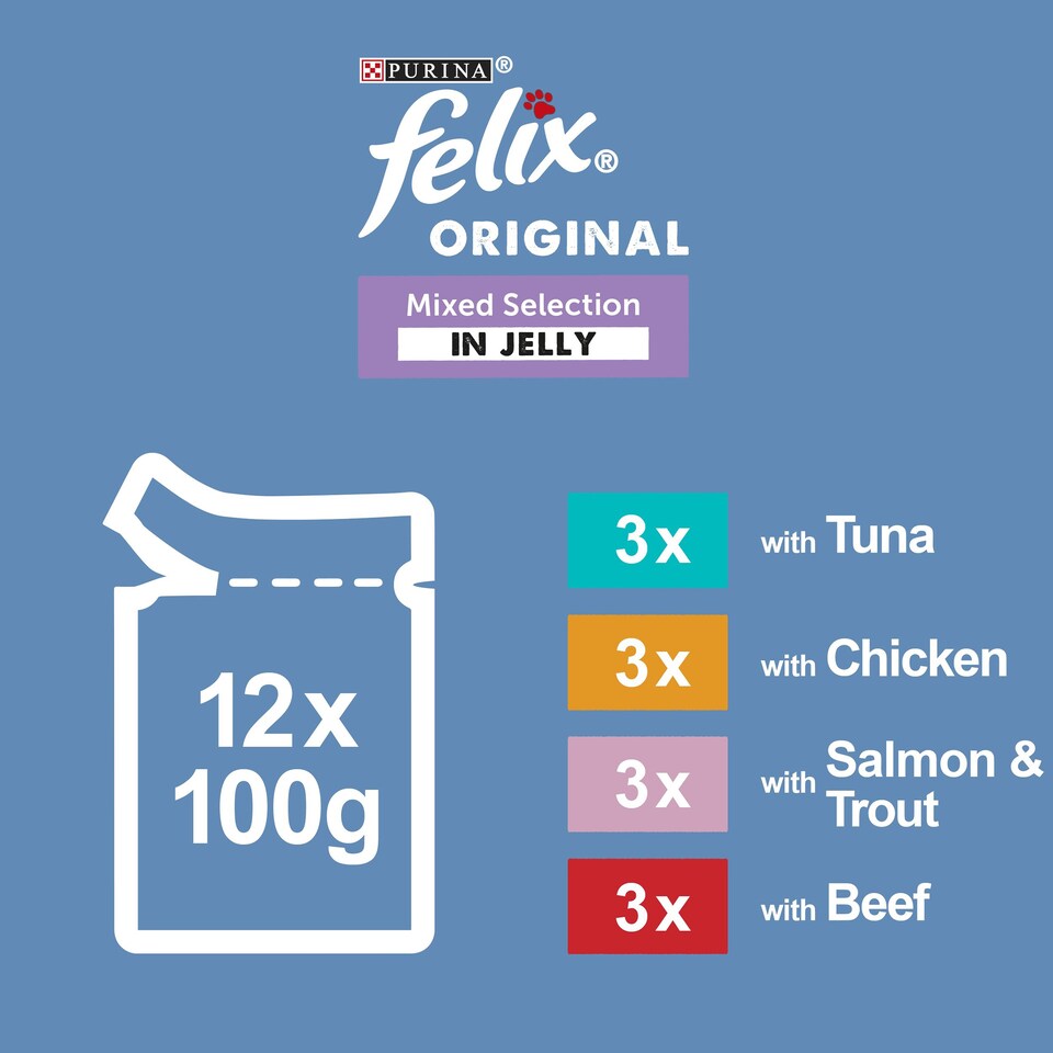image 1 of Felix Cat Food Mixed Selection In Jelly 12X100g