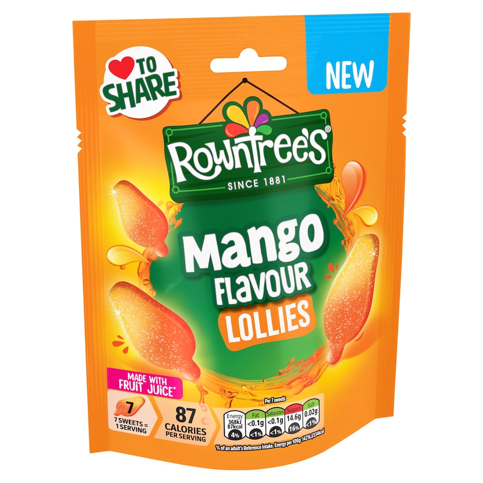 image 1 of Rowntree's Mango Flavour Lollies Sweets 130g