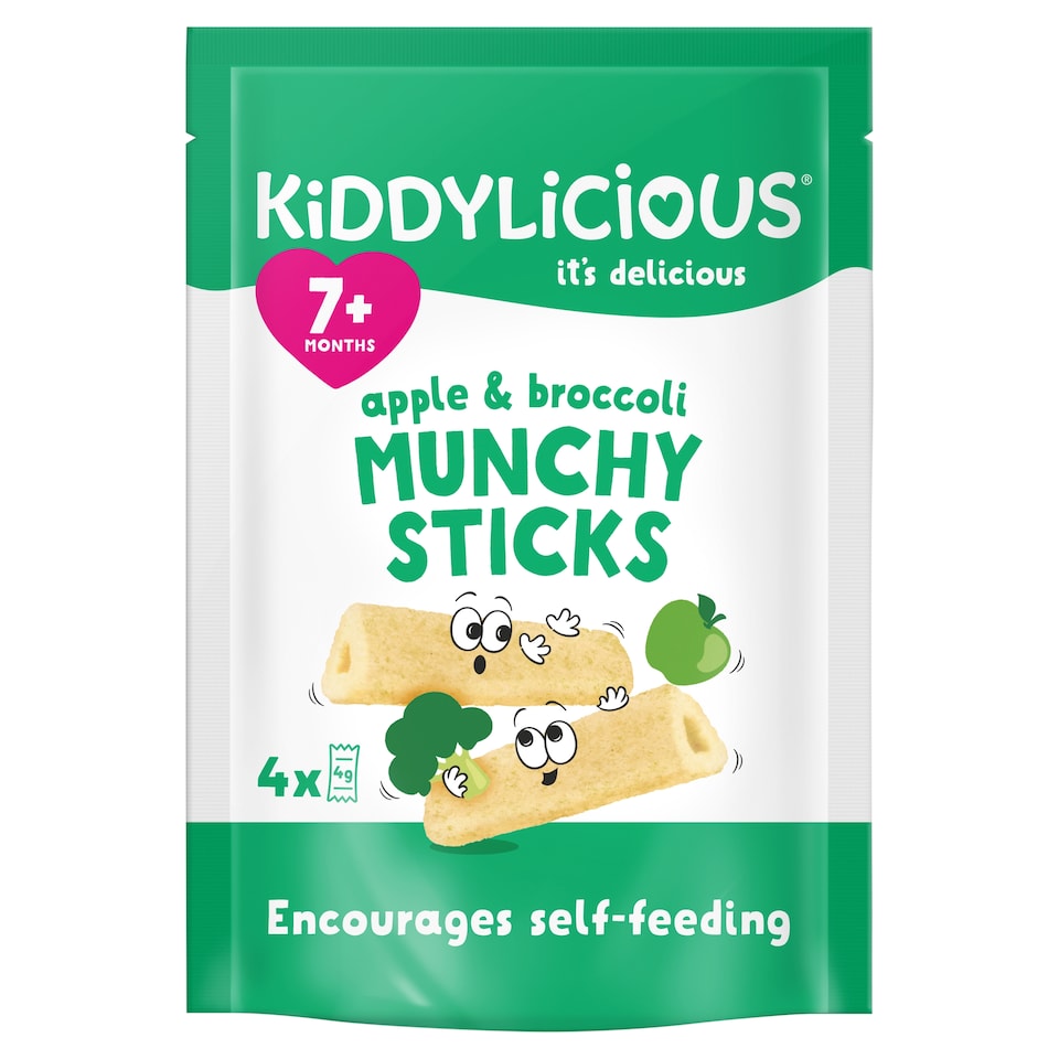 image 1 of Kiddylicious Apple & Broccoli Munchy Sticks 4x4g