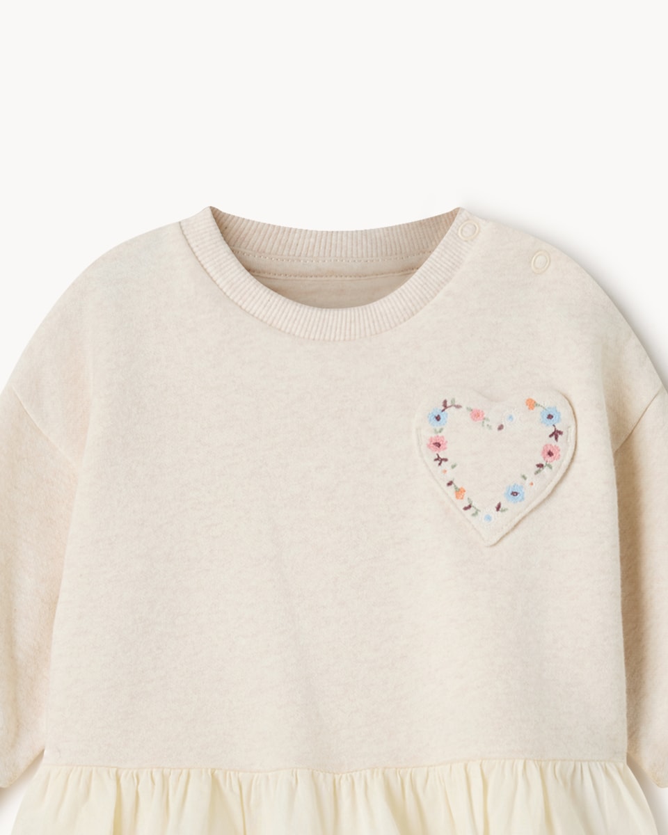 image 1 of F&F Baby Heart Peplum Sweatshirt and Floral Leggings Set in Stone