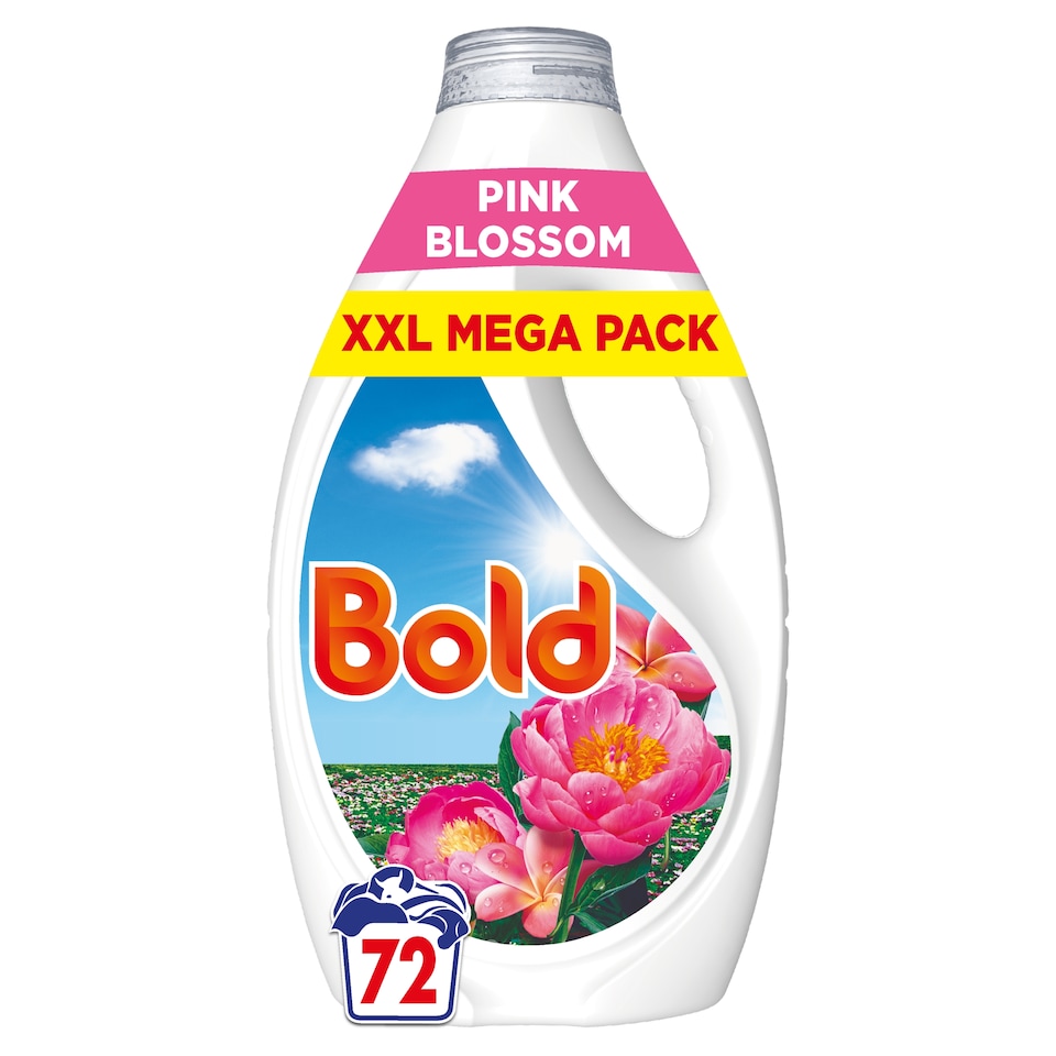 image 1 of Bold Washing Liquid Pink Blossom 72 Washes 2232ml