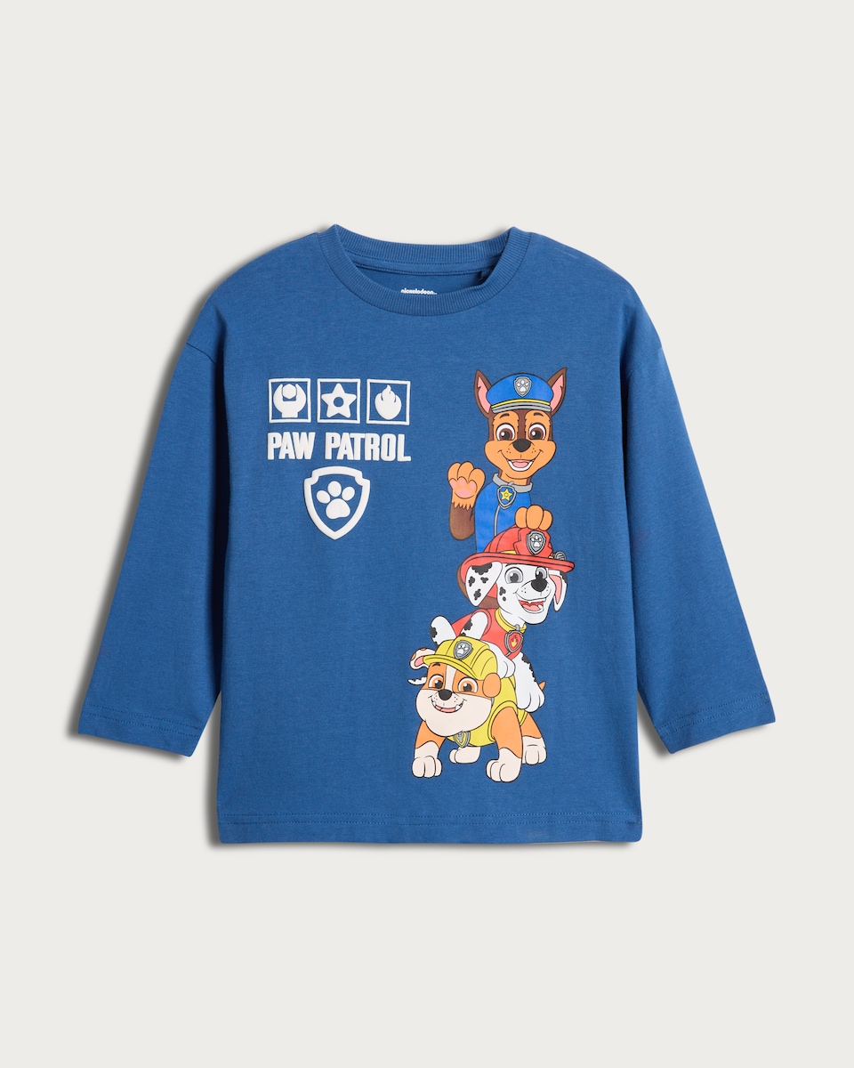 image 1 of Paw Patrol Pure Cotton Long Sleeve T-Shirt in Blue