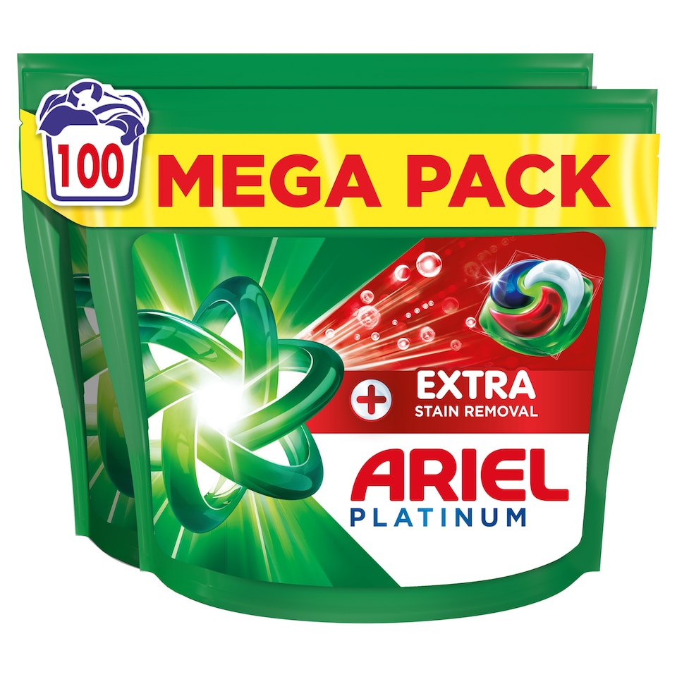 image 1 of Ariel Platinum Washing Liquid Pods Extra Stain Removal 100 Washes 2320G