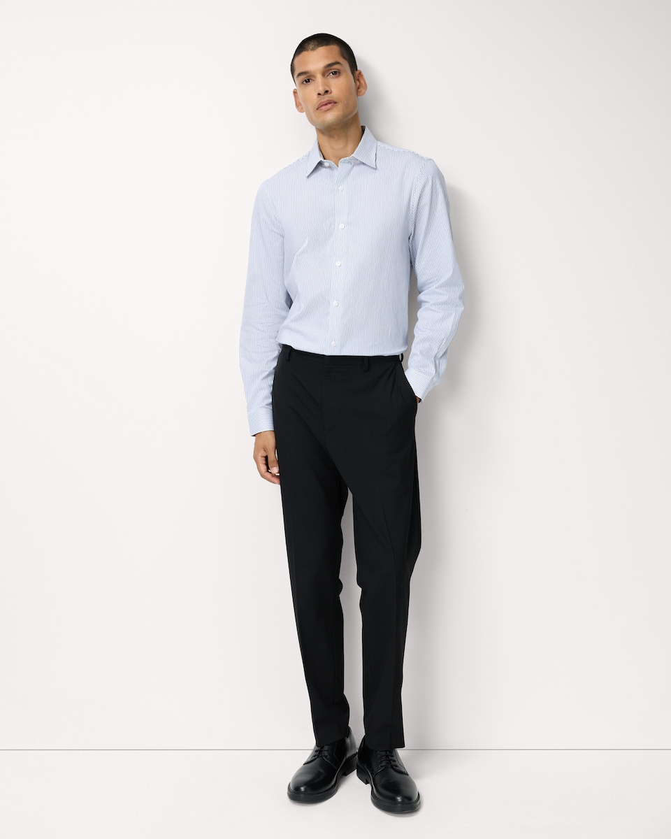 image 1 of F&F Pure Cotton Striped Slim Fit Shirt in Multi White