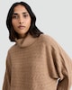image 1 of F&F Cable Knit Roll Neck Batwing Jumper with Wool in Camel