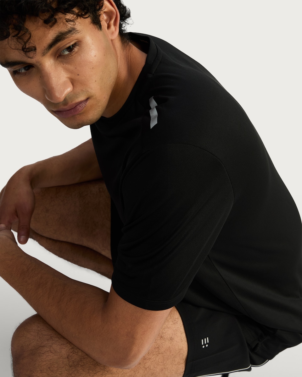 image 1 of F&F Active Crew Neck Short Sleeved Running T-Shirt in Black