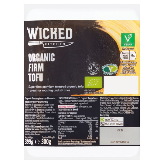Wicked Kitchen Organic Firm Tofu 399G Tesco Groceries