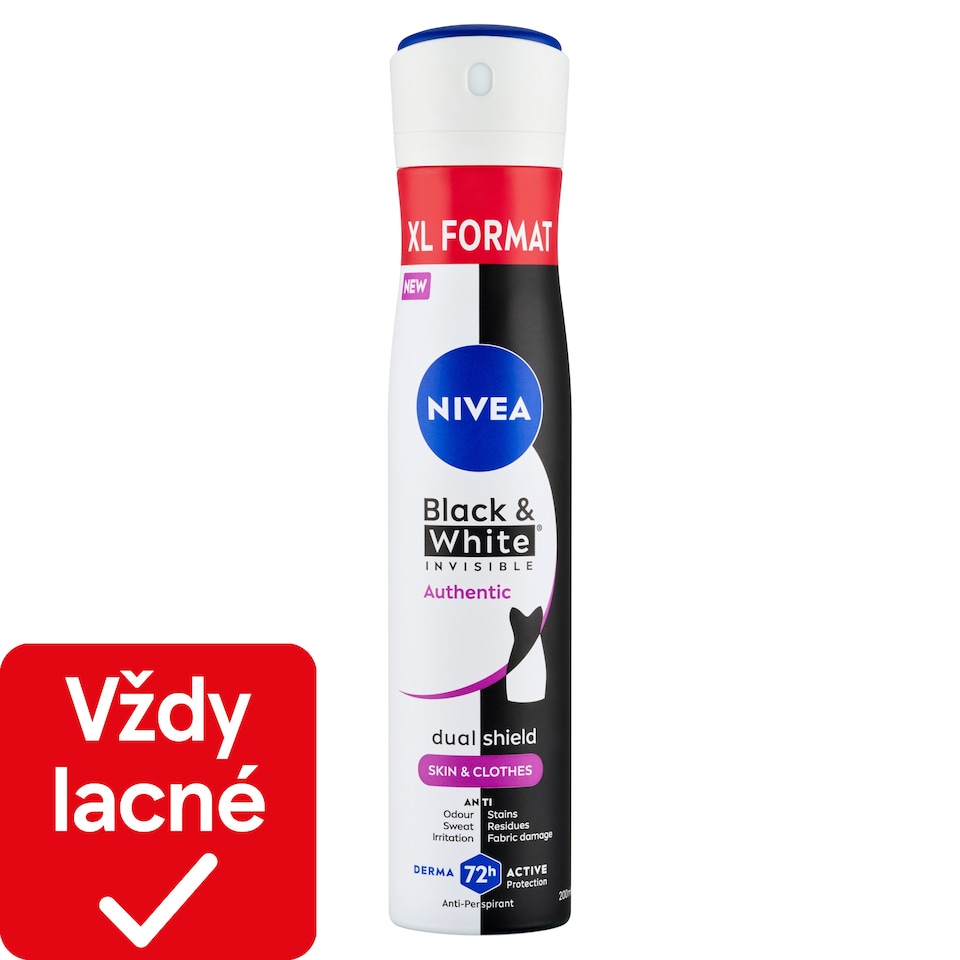 obrázok 1 z Nivea Black & White Invisible Authentic Sprej antiperspirant 200 ml