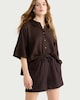 image 3 of F&F Textured Drawstring Shorts in Chocolate