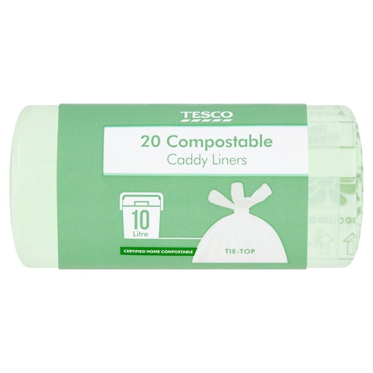 Tesco Tie Top Compostable Caddy Liners 20 Pack 10L Tesco Groceries