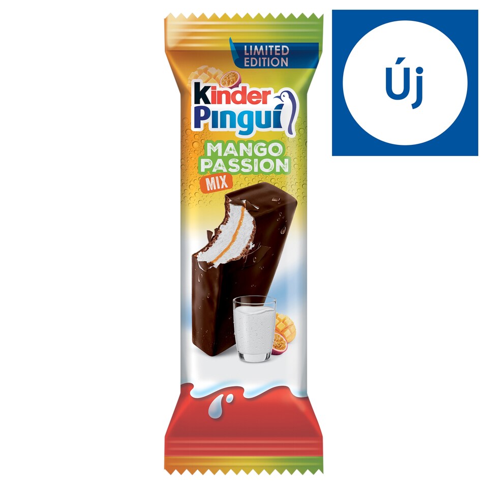 Kinder Pingui tejes krémmel és mangós-maracujás készítménnyel töltött sütemény 30 g