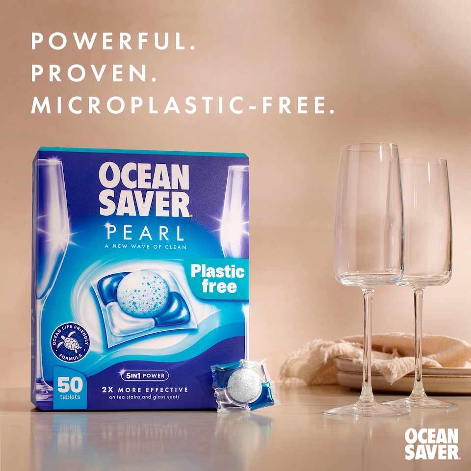 image 1 of OceanSaver Pearl All in One 50 Plastic Free Dishwasher Tablets 700g