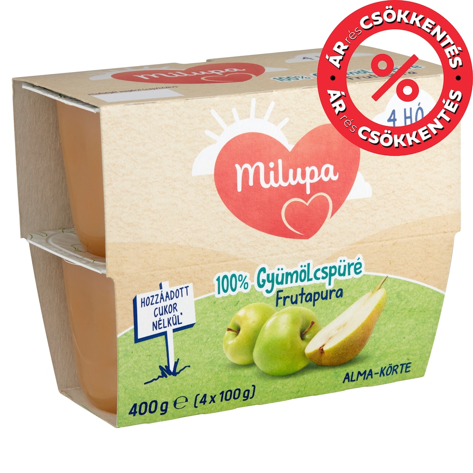 Milupa Frutapura Apple-Pear 100% Fruit Puree 4 Months+ 4 x 100 g (400 g)