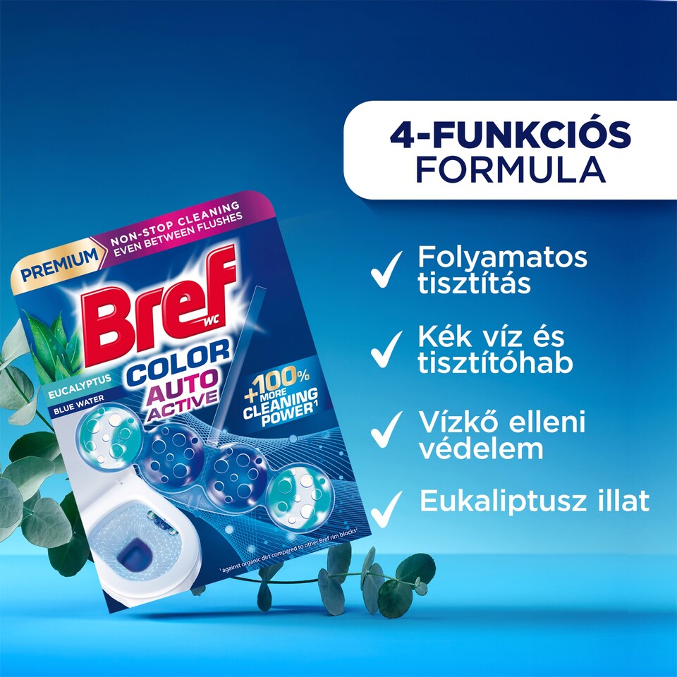 image 1 of Bref Color Auto Active Chlorine + Eucalyptus Toilet Block 4 x 50 g