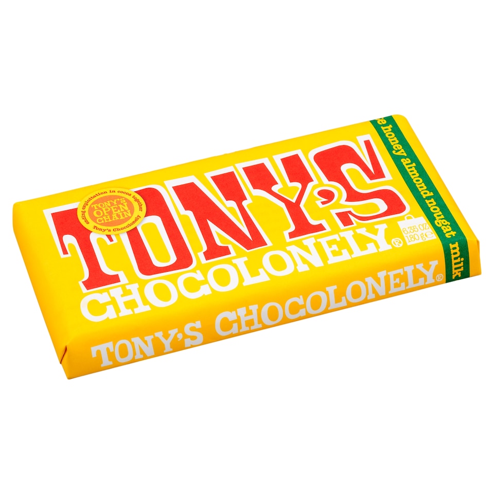 Tony's Chocolonely Mléčná čokoláda s nugátem s mandlemi a medem 180g