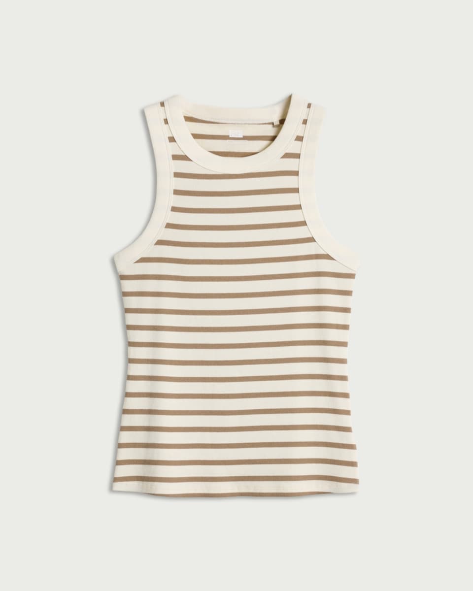 image 1 of F&F Cotton Rich Striped Racerback Vest in Multi Brown