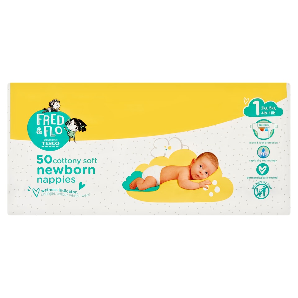 Fred & Flo Newborn Nappy Size 1 50 Pack