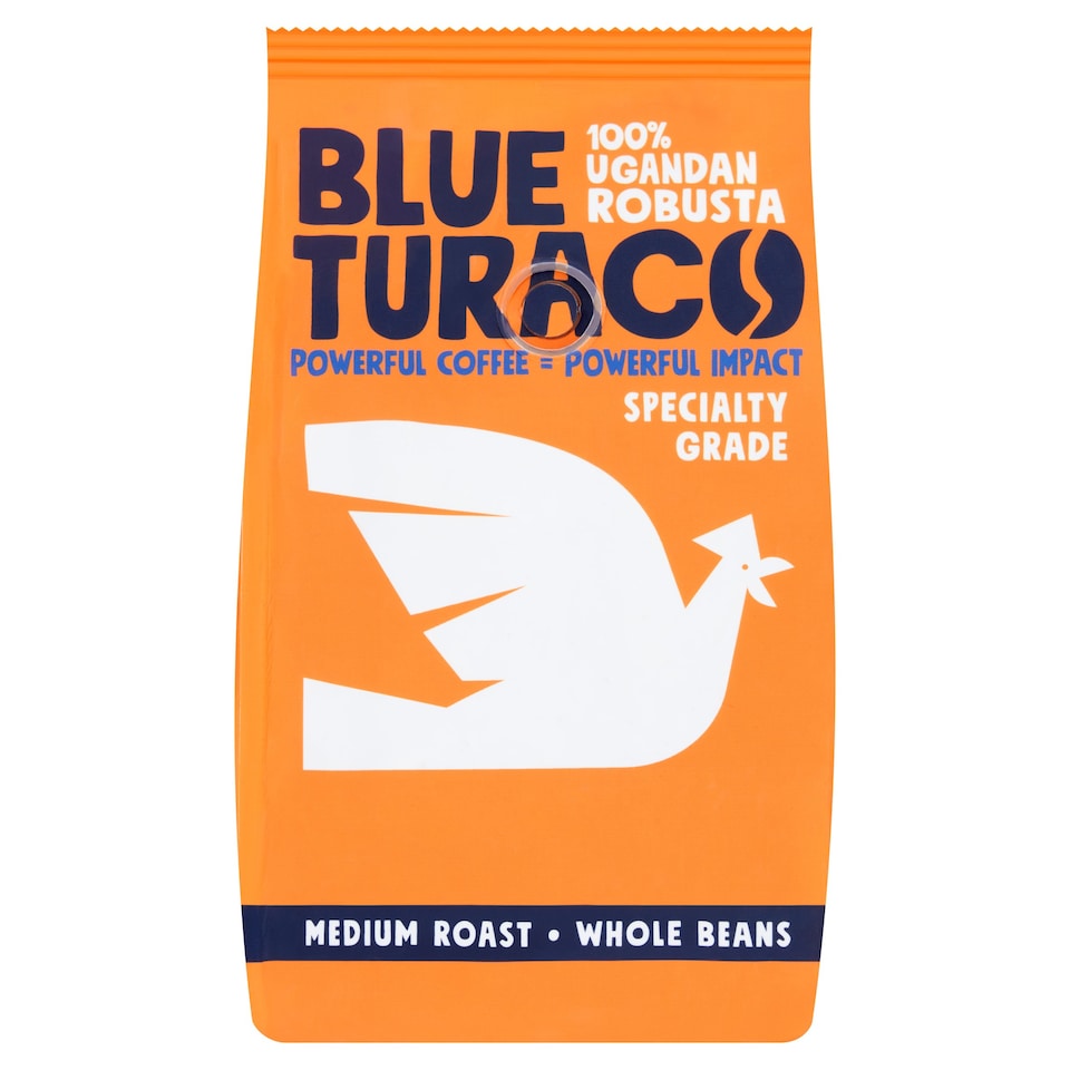 Blue Turaco Coffee Whole Bean 100% Specialty Ugandan Robusta 227g