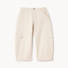 F&F Pure Cotton Relaxed Fit Cargo Trousers in Cream