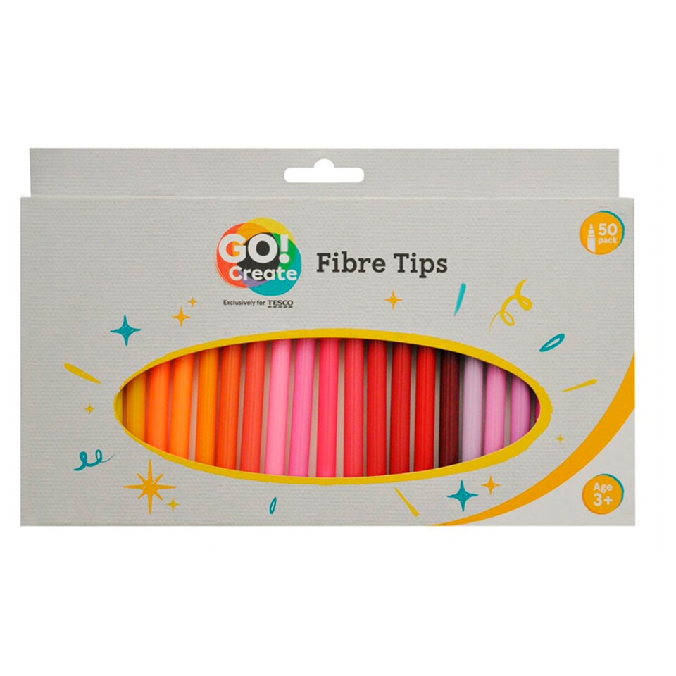 Tesco Go Create Fibre Tips 50 Pack