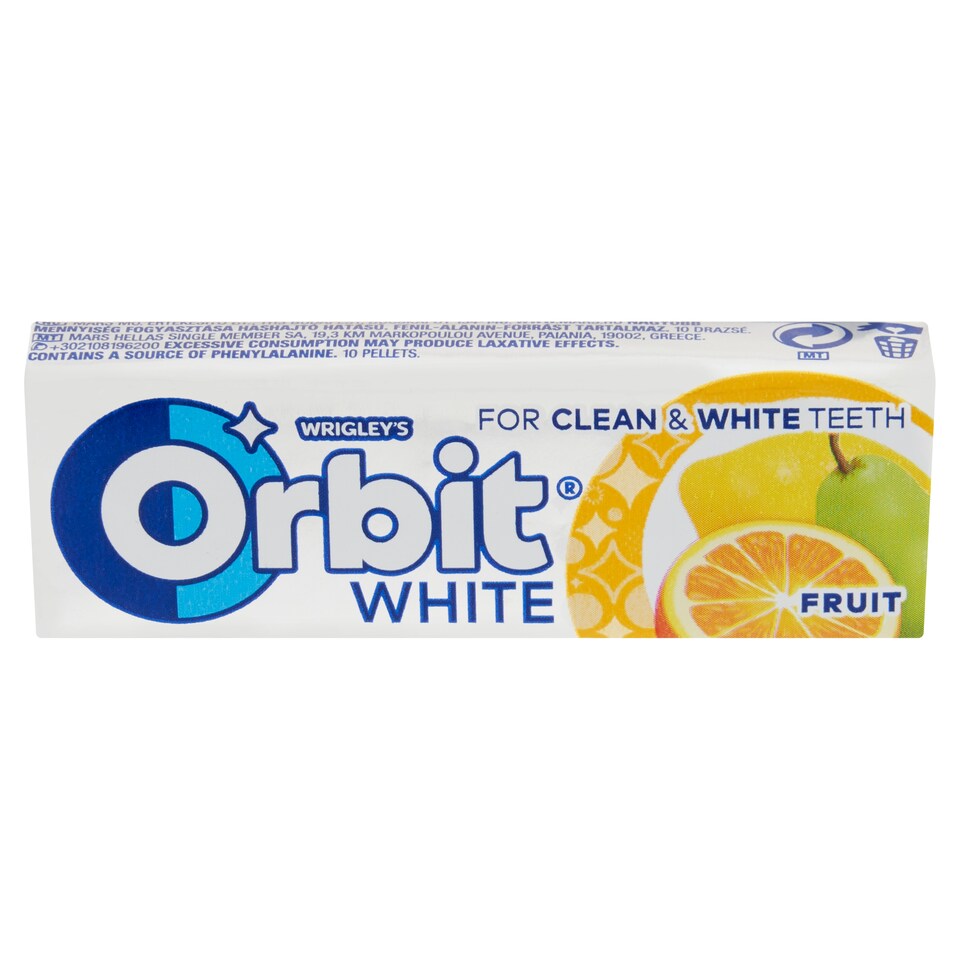 Orbit White gyümölcsízű cukormentes rágógumi édesítőszerrel 14 g  1. kép