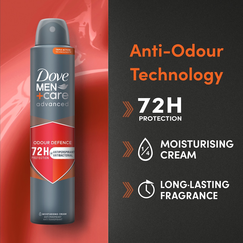 image 1 of Dove Men+Care Odour Defence 72h Antiperspirant Deodorant 200ml