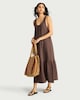 image 1 of F&F Pure Cotton Lace Back Sleeveless Midi Beach Dress in Brown