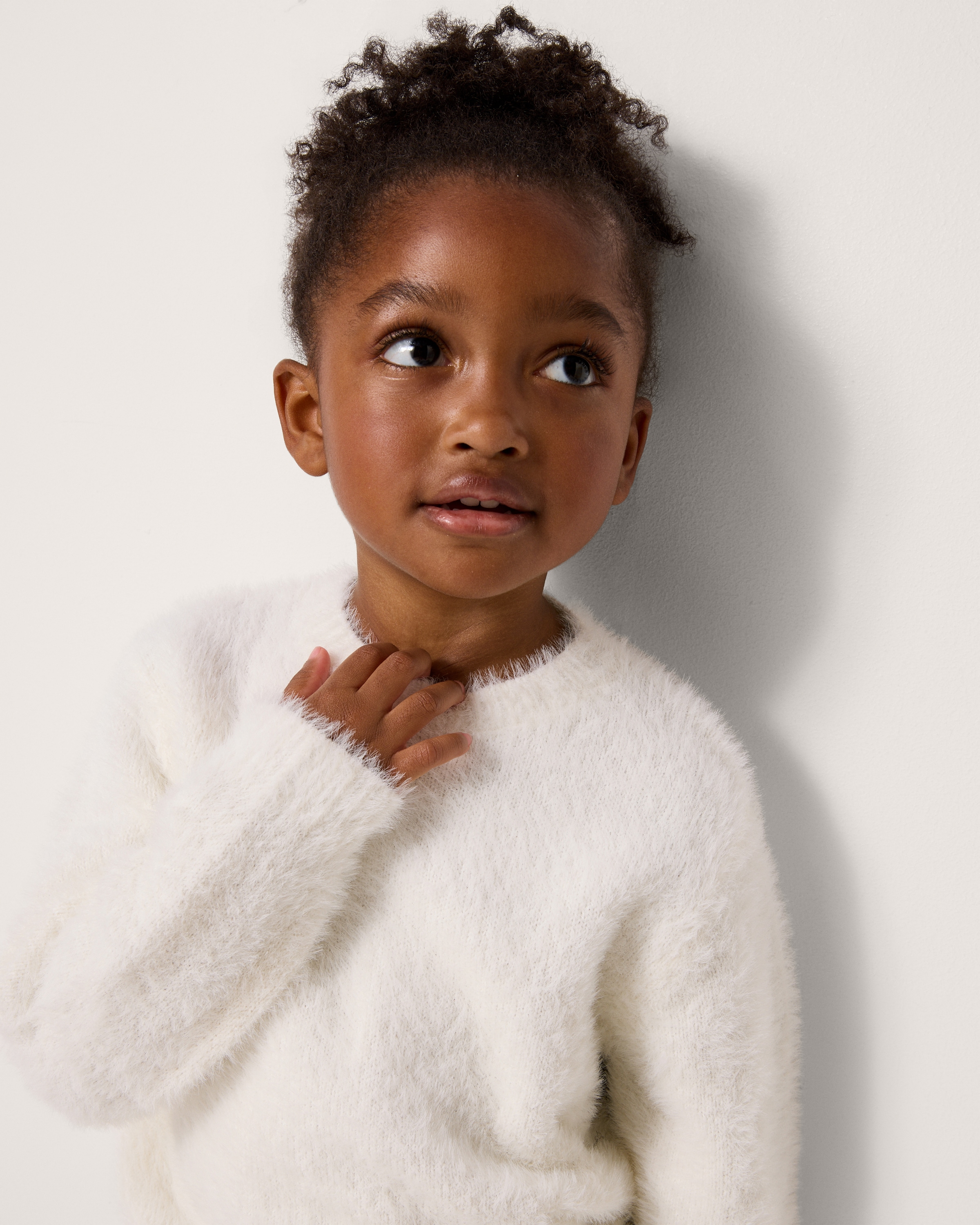 F&F Girls Fluffy Jumper in Cream