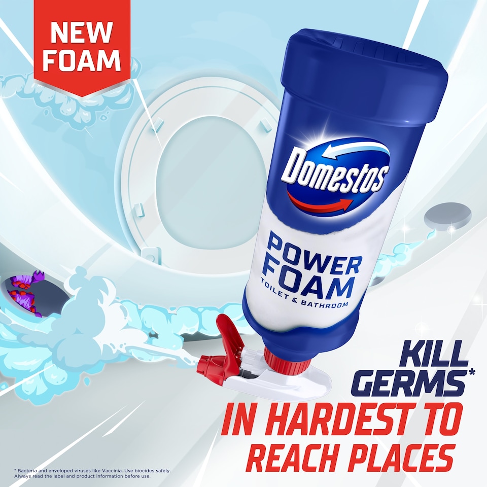 image 1 of Domestos Power Foam Toilet and Bathroom Cleaner Arctic Fresh 450ml