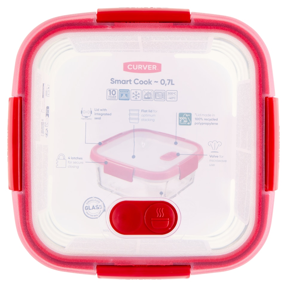 Curver Smart Cook üveg ételtartó 16 cm x 16 cm x 7 cm 0,7 l  1. kép
