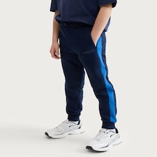 F&F Boys Cotton Rich Side Stripe Cuffed Joggers in Navy