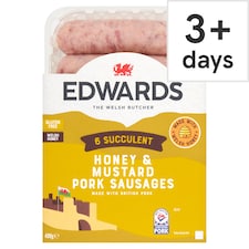 Edwards 6 Honey & Mustard Pork Sausages 400G