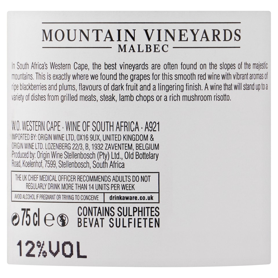 image 1 of Mountain Vineyards Malbec 75cl