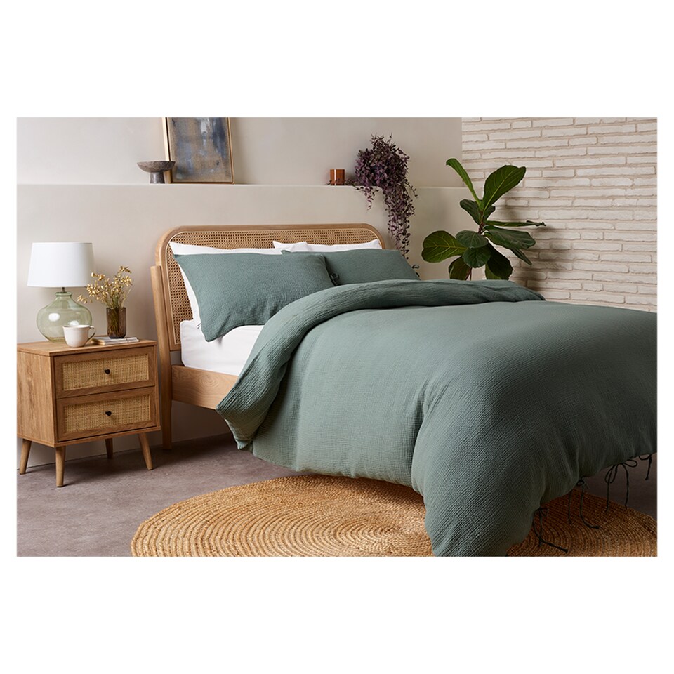 F&F Home Muslin Green Duvet Set Double